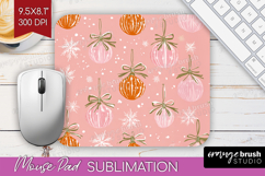 Pink Christmas Mouse Pad Sublimation - Coquette Xmas PNG Product Image 1