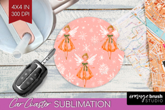 Pink Christmas Car Coaster - Coquette Xmas Coaster PNG Product Image 1