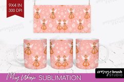 Pink Christmas Mug Wrap - Coquette Xmas Mug PNG Sublimation Product Image 1
