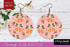 Pink Christmas Round Earrings - Coquette Xmas PNG Product Image 1