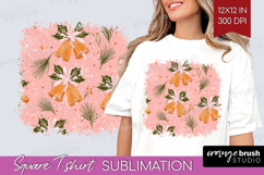 Pink Christmas Square Tshirt Background - Coquette Xmas PNG Product Image 1