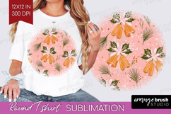 Pink Christmas Round Tshirt Background - Coquette Xmas PNG Product Image 1