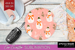 Pink Christmas Car Coaster - Coquette Xmas Coaster PNG Product Image 1