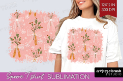 Pink Christmas Square Tshirt Background - Coquette Xmas PNG Product Image 1