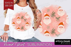Pink Christmas Round Tshirt Background - Coquette Xmas PNG Product Image 1
