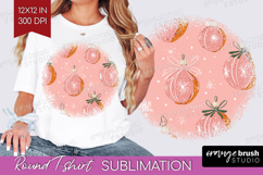 Pink Christmas Round Tshirt Background - Coquette Xmas PNG Product Image 1