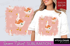 Pink Christmas Square Tshirt Background - Coquette Xmas PNG Product Image 1