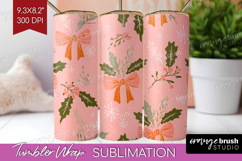 Pink Christmas Tumbler Wrap - Coquette Xmas Tumbler PNG Product Image 1