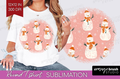 Pink Christmas Round Tshirt Background - Coquette Xmas PNG Product Image 1