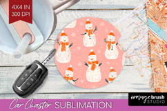 Pink Christmas Car Coaster - Coquette Xmas Coaster PNG Product Image 1