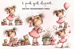 Pink Girl Clipart PNG Product Image 1