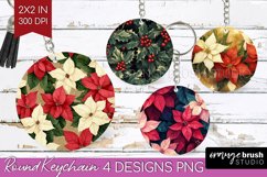 Poinsettia Keychain PNG - Christmas Keychain Sublimation Product Image 1