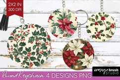 Poinsettia Keychain PNG - Christmas Keychain Sublimation Product Image 1