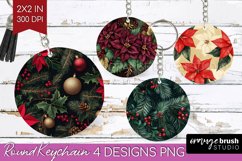 Poinsettia Keychain PNG - Christmas Keychain Sublimation Product Image 1