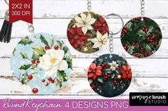 Poinsettia Keychain PNG - Christmas Keychain Sublimation Product Image 1