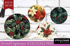 Poinsettia Keychain PNG - Christmas Keychain Sublimation Product Image 1