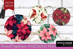 Poinsettia Keychain PNG - Christmas Keychain Sublimation Product Image 1
