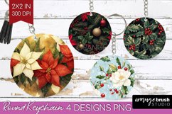 Poinsettia Keychain PNG - Christmas Keychain Sublimation Product Image 1
