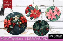 Poinsettia Keychain PNG - Christmas Keychain Sublimation Product Image 1