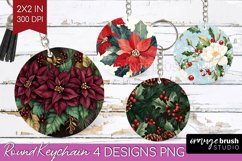 Poinsettia Keychain PNG - Christmas Keychain Sublimation Product Image 1