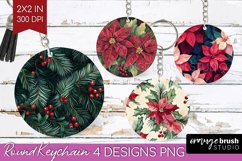 Poinsettia Keychain PNG - Christmas Keychain Sublimation Product Image 1