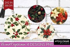 Poinsettia Keychain PNG - Christmas Keychain Sublimation Product Image 1