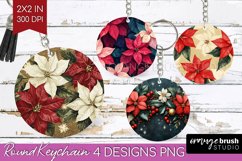 Poinsettia Keychain PNG - Christmas Keychain Sublimation Product Image 1
