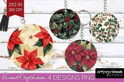 Poinsettia Keychain PNG - Christmas Keychain Sublimation Product Image 1
