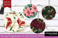 Poinsettia Keychain PNG - Christmas Keychain Sublimation Product Image 1