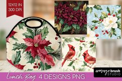 Poinsettia Lunch Bag - Christmas Lunch Bug PNG Sublimation Product Image 1