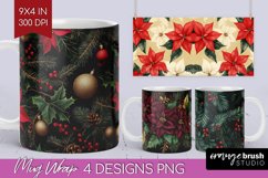 Poinsettia Mug Wrap - Christmas Mug PNG Sublimation Product Image 1