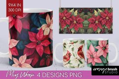 Poinsettia Mug Wrap - Christmas Mug PNG Sublimation Product Image 1