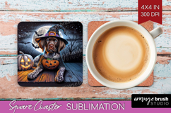 Pointer Dog Square Coaster Halloween Coaster PNG Sublimation Product Image 1