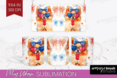 Pomeranian Dog Mug Wrap 4th Of July Mug PNG Sublimation Product Image 1