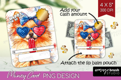 Pomeranian Dog Money Card PNG 4th of July Money Card Holder Product Image 1