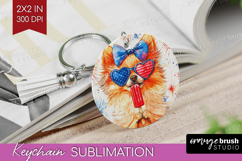 Pomeranian Dog Keychain PNG 4th Of July Keychain Sublimation Product Image 1