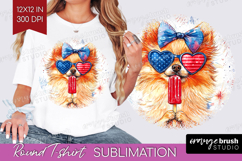 Pomeranian Dog Round Tshirt Background 4th Of July PNG Product Image 1