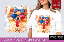 Pomeranian Dog Square Tshirt Background 4th Of July PNG Product Image 1