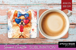 Pomeranian Dog Square Coaster 4th Of July Coaster PNG Product Image 1