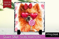 Pomeranian Valentine Slate PNG Valentines Day Square Slate Product Image 1