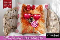 Pomeranian Valentine Pillow Sublimation Valentines Day Cover Product Image 1