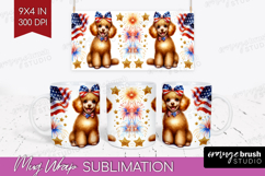 Poodle Dog Mug Wrap Patriotic Dog Mug PNG Sublimation Product Image 1
