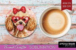 Poodle Valentine Round Coaster Valentines Day Coaster PNG Product Image 1