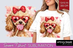 Poodle Valentine Square Tshirt Background Valentines Day PNG Product Image 1