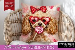 Poodle Valentine Pillow Sublimation Valentines Day Pillow Product Image 1