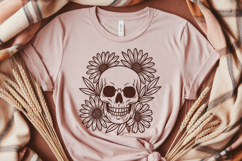 Floral Skull SVG Files | Daisy Flowers Boho Skeleton Art Product Image 2