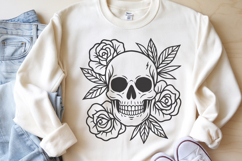 Floral Skull Rose Frame SVG | Gothic Line Art Design Product Image 3