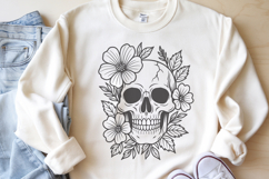 Floral Skull SVG | Gothic Flower Skull Line Art Design Product Image 2