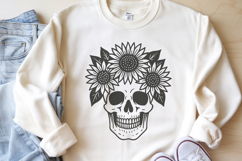 Sunflower Skull Crown SVG | Floral Gothic Line Art Product Image 2