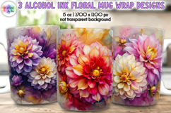 Alcohol Ink Floral Mug Wrap | Spring Flowers Mug Print Product Image 1